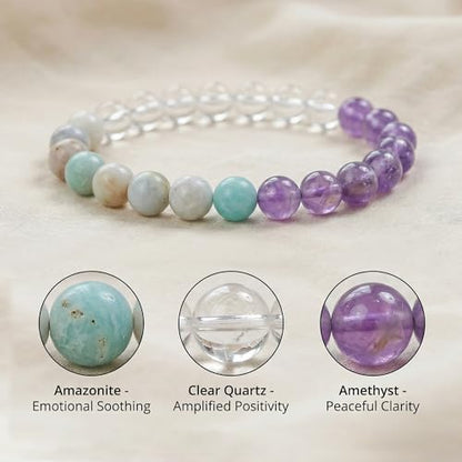 Bivei Protection Crystal Healing Bracelet | 8MM Strength Bracelet Spiritual Stretch Beaded Jewelry for Women Men Gift - color: Emotional Healing, size: Medium 6.8-7.3 inch