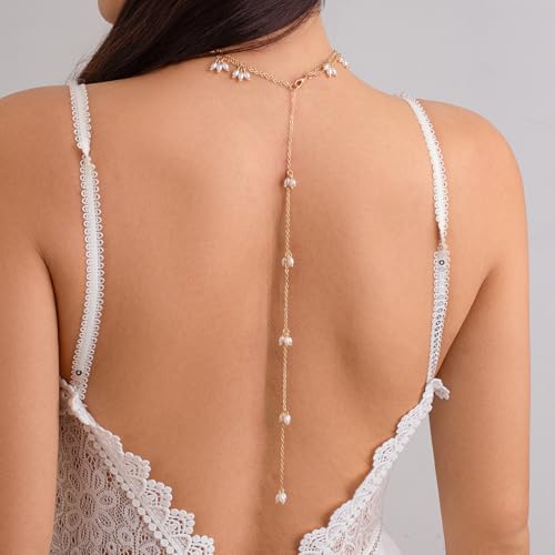 Dainty Prom Lariat Necklace 14k Gold Y Long Pearl Necklaces for Women Costume Accessories Jewelry Gifts - color: Silver