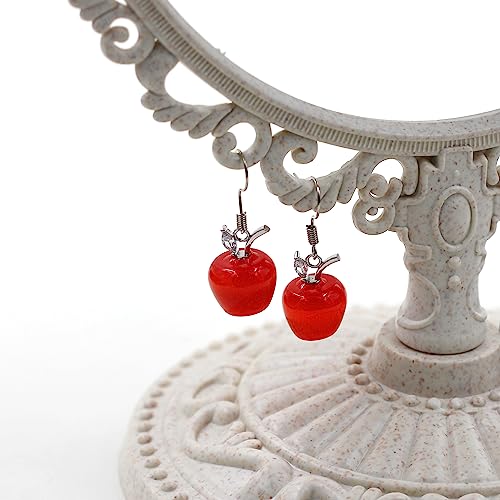Uloveido Apple Necklace and Earrings Set for Women Cute Apple Jewelry Set for Teacher Mom YL007 - color: Red