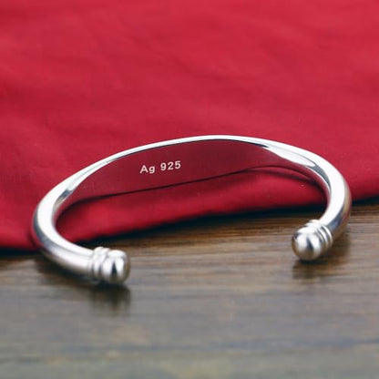 Dankadi Unisex 925 Sterling Silver Bangle Bracelet -Simple Women Men Torque Bracelet Solid Smooth Plain Polished On Cuff Fashion Fine Jewelry Gifts - color: Silver