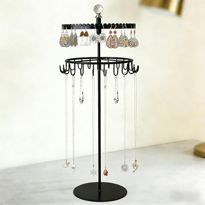 Double layered jewelry storage stand, earrings and necklaces storage