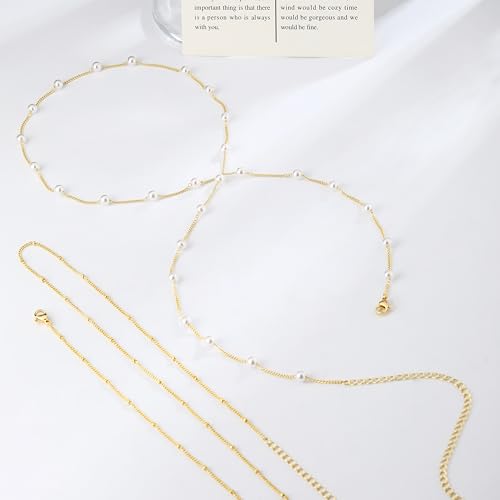2PCS Gold Silver Waist Chain Adjustable Layered Belly Chain Body Chain Jewelry for Women Sexy Bikini Beach Boho Pearl Beaded Cuban Satellite Waist Chains - style: 2PCS-GD-Pearl+Satellite Chain