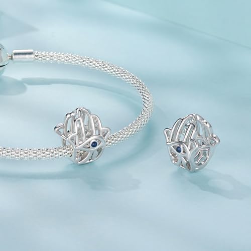 Animal Charms for Bracelets 925 Sterling Silver Bead Charms Bee Butterfly Fox Charm Fits Bracelets and Necklaces Cute Charms for Women - color: Hamsa Hand