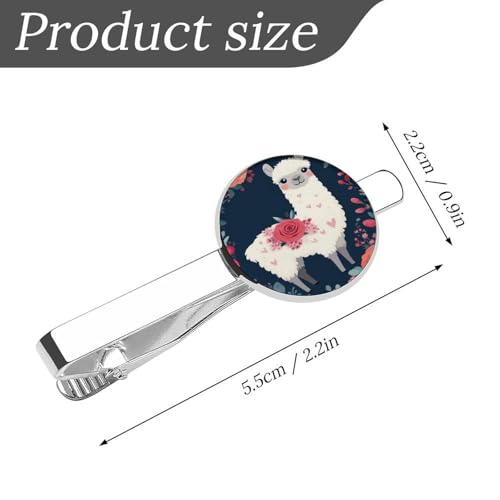 Tie Clip for Men, Tie Bar Cufflinks Set, Copper Necktie Clip And Shirt Cuff Links for Business Wedding Gift - color: Lovely Llama Floral