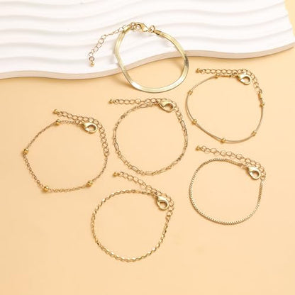 Wgoud Waterproof Gold Bracelets for Women Trendy, Dainty 14K Real Gold Plated Fashion Stackable Bracelet Sets for Women Thin Cuban Link Paperclip Chain Bracelets Layered Gold Jewelry Sets Gifts for Womens - color: 6Pcs Gold Bracelet A
