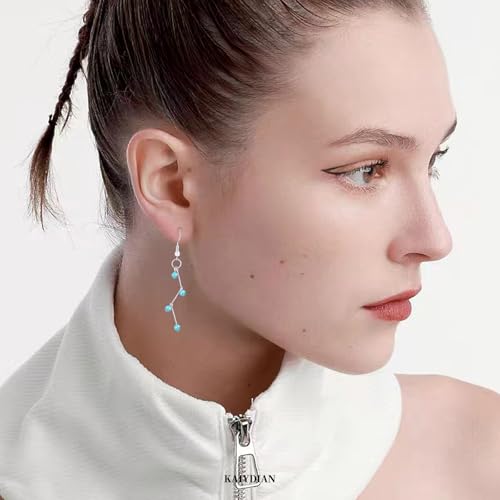 Boho Turquoise Dangle Earrings For Women Trendy,Western Blue Gemstone Drop Earings,Vintage Gothic Ethnic Statement Beach Vacation Long Birthstone Earrings with Leaf Teardrop Turquoise Crystal Tassels,Fashion Jewelry Birthday Gift. - style: A12 Zigzag Turq