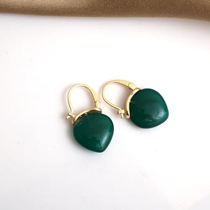 Gempires Handmade Gemstone Dangle Earrings Simple Minimalist Crystal Jewelry Hypoallergenic Gold Plated Uniquie Classic Design Everyday Wear Earrings For Women