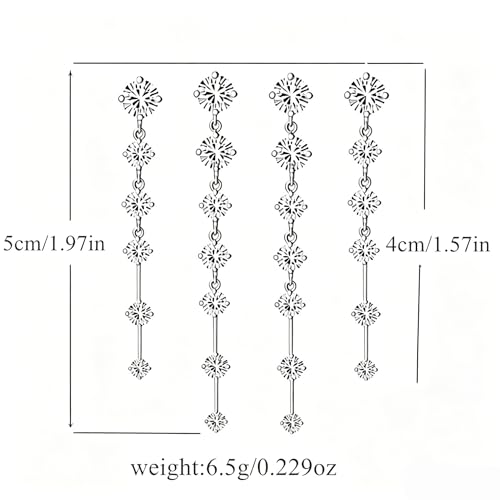 Rhinestone Earrings Dangling for Women Sparkly Silver Dangle Earrings Girls Long Chandelier Earrings Tassel Lightweight Ear Studs Cubic Zirconia (KE001S-W) - color: A-2 pair silver YE01S