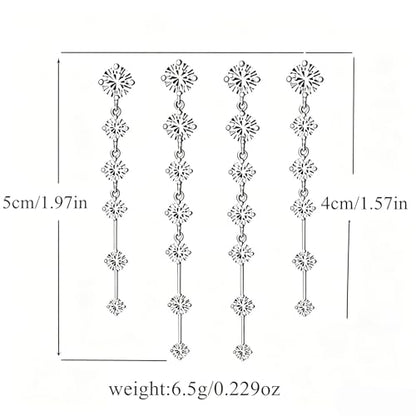 Rhinestone Earrings Dangling for Women Sparkly Silver Dangle Earrings Girls Long Chandelier Earrings Tassel Lightweight Ear Studs Cubic Zirconia (KE001S-W) - color: A-2 pair silver YE01S