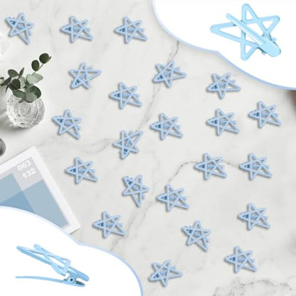 ELANE 24 Pcs Star Snap Hair Clips for Women Girl,Cute Hair Barrettes for Women Fine Thin Hair Accessories DIY - color: Blue