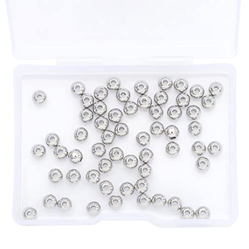 Platinum Plated Round Spacer Beads 5mm 60pcs for Jewelry Making Findings Non Tarnish - color: Platinum, size: 5mm