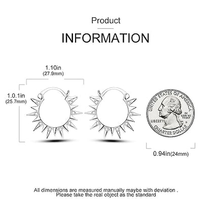 NARMO 925 Sterling Silver Earrings for Women Hypoallergenic Hoop Earrings - color: Sun