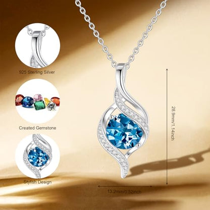 FANCIME Birthstone Necklace for Women Jewelry Gift for Her | Infinity Love Pendant Sterling Silver, Birthday Gift for Women, Adjustable 16+2" - color: 12 - Created Blue Topaz