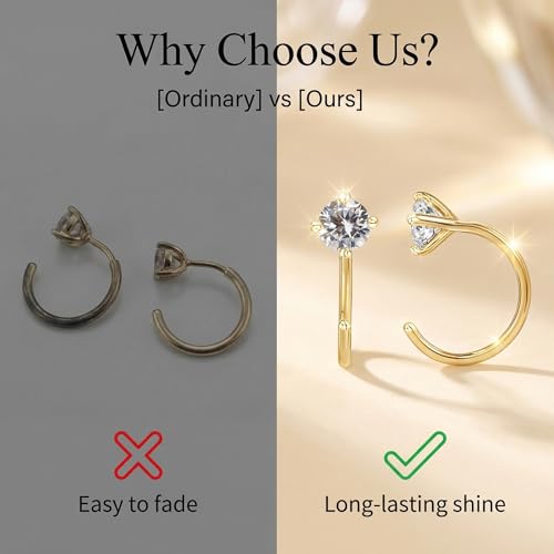 2/4Pairs 14K Gold Stay Close Hoop Huggie Half Hoop Earrings Minimalist Tiny Cartilage Helix Open Hugging for Women | Hypoallergenic 316L Stainless Steel Jewelry Set Trending Valentine's Day Gifts (A10) - color: 2 Pairs Gold