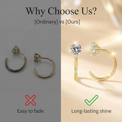 2/4Pairs 14K Gold Stay Close Hoop Huggie Half Hoop Earrings Minimalist Tiny Cartilage Helix Open Hugging for Women | Hypoallergenic 316L Stainless Steel Jewelry Set Trending Valentine's Day Gifts (A10) - color: 4 Pairs Gold 02