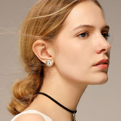 Yoursfs Clip on Earrings for Women Round Faux Pearl Earrings Clipon 18K Gold Plated Non Pierced Earring Jewelry - color: Ivory
