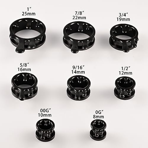 DOEARKO 2PCS Ear Gauges Cool Bat Saddle Ear Plugs Tunnels 316 Stainless Steel Hypoallergenic Earrings Gauges for Ears Expander Body Piercing Jewelry - color: #298 Black, size: 3/8"