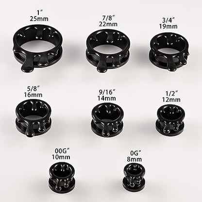 DOEARKO 2PCS Ear Gauges Cool Bat Saddle Ear Plugs Tunnels 316 Stainless Steel Hypoallergenic Earrings Gauges for Ears Expander Body Piercing Jewelry - color: #298 Black, size: 1/2"