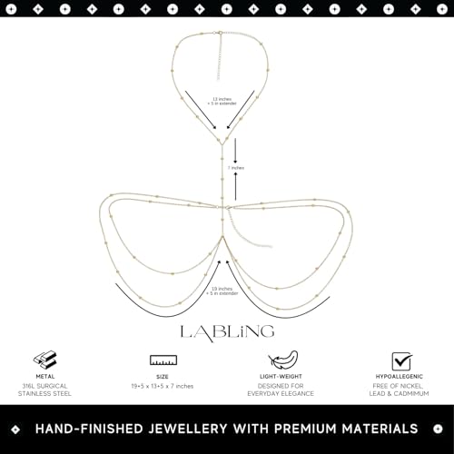 Gold Body Chain for Women | Layered Bikini Belly & Waist Chain Adjustable | Sexy Back Jewelry for Beach Vacation & Parties - color: Style 2