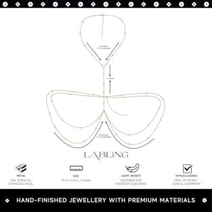 Gold Body Chain for Women | Layered Bikini Belly & Waist Chain Adjustable | Sexy Back Jewelry for Beach Vacation & Parties - color: Style 2
