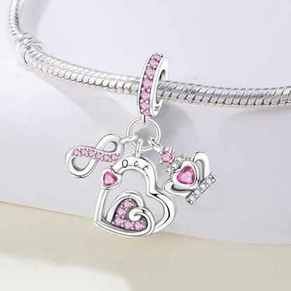 3PCS Birthstone Stone Charms for Charms Bracelet 925 Sterling Silver Infinity Love Heart Crown Dangle Charms Spacer Stopper Beads for Bracelets and Necklaces, Birthday Mother's Day Christmas Gifts For Women. - color: 10 Oct. 3PCS