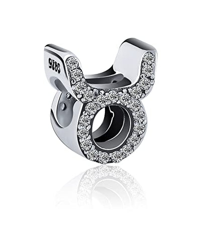 12 Zodiac Signs Birthday Constellations 925 Sterling Silver Charm Bead fits Pandora Bracelets & Necklaces & More - color: Taurus