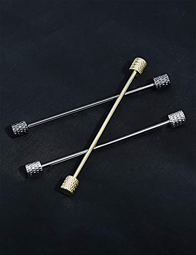 3PCS Men's Classic Brass Shirt Collar Bar Tie Pins Set for Wedding Business with Gift Box - color: Veins Column Head