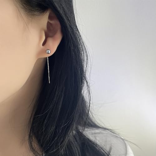 925 Sterling Silver Dangle Earrings with Charms Heart, Water drop, Moon, Star Long Drop Earring for Women Jewelry Gifts Hypoallergenic - color: pearl grey