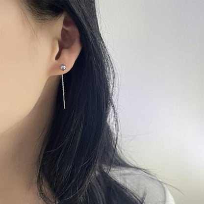 925 Sterling Silver Dangle Earrings with Charms Heart, Water drop, Moon, Star Long Drop Earring for Women Jewelry Gifts Hypoallergenic - color: pearl grey