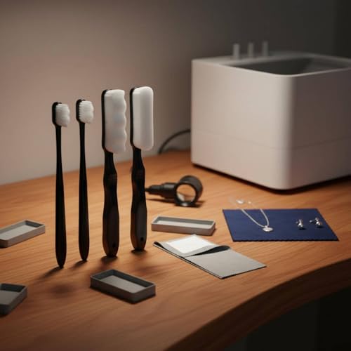 Jewelry Polishing Kit Cloth Set Brush Textile Polisher Tarnish Removal Crevice Detail Cleaning Suitable for Home wear Special Occasions