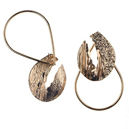 Doubnine Hoop Large Hammered Earrings Metal Gold Statement Wedding Women Party Gift Accessories (gold)