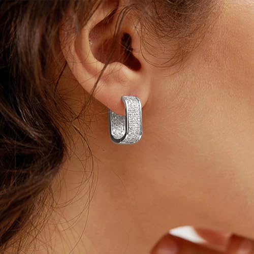 Luxury Paved Cubic Zirconia Hoop Earrings for Women Wedding Trendy Jewelry - color: E1933
