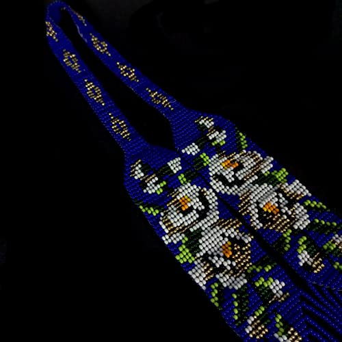 Handmade Native American Style Tribal ethnic Seed Bead Beaded Layered Medallion Necklace 4 - color: Blue