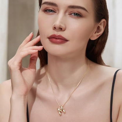 Cicy Bell Initial Necklace for Women 14k Gold Plated | Cubic Zirconia, Trendy, Personalized, Dainty Letter Pendant - color: M-Gold