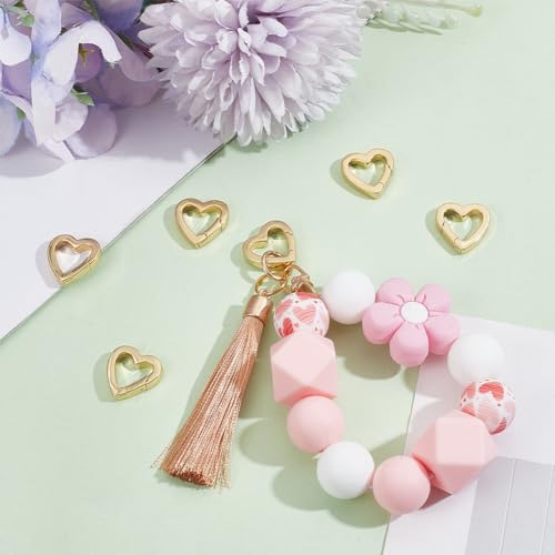 SUNNYCLUE 1 Box 6Pcs Trigger Spring O Ring 18K Gold Plated Brass Heart Shaped Keyrings Mini Small Clip Snap Hooks Clasps Purse Buckles Fastener Rings for Jewelry Making Keychain Handbag DIY Crafts - color: 1 Box 6pcs 18k Gold Plated Heart O Rings 16x16mm