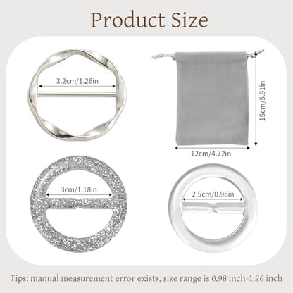 BATHRINS 20PCS Silk Scarf Ring Clip,Shirt Cinch Clip Set for Women Clothing with Storage Bag for Loose Clothes Corner Knotted Button Tightener