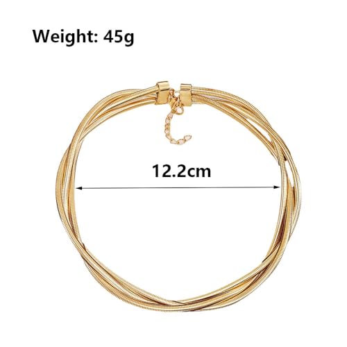 Chunky Gold Statement Choker Neckalce for Women Layered Snakebone Chain Collar Necklace Twist Wrap Stainless Steel Choker Punk Aesthetic Jewelry Gifts - color: Gold