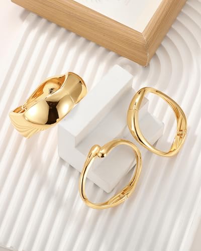 Chunky Gold Bangle Bracelets for Women, Gold Twist Cuff Bracelet | Trendy Stackable Bangles Set Fashion Jewelry Gifts - color: 1PC Gold