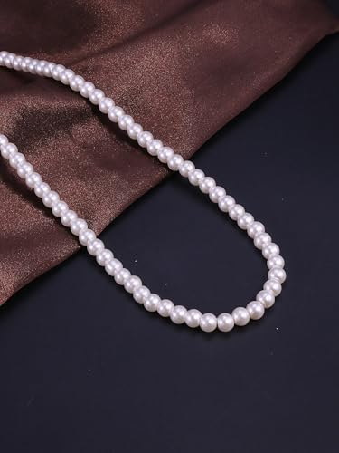 Pearl Necklaces for Women 60'' 70" Long Pearl Necklace 15.75'' Pearl Choker Necklace Chunky Bead Layered Faux Pearl Dangle Wedding Bridal 1920s Gatsby Christmas Costume Jewelry Gifts - color: White-15.75in-7MM