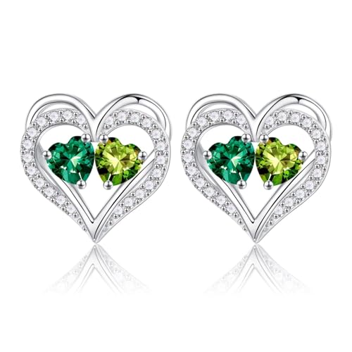 Iefil Birthstone Earrings for Women - 925 Sterling Silver Birthstone Earrings, Anniversary Birthday Gifts for Women Wife Girlfriend Mom - color: 05-08-May-Aug Birthstone