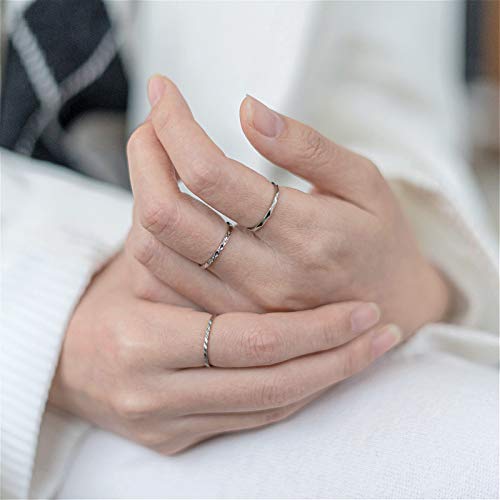KAZITSAN 1mm 3pc Women Men Stainless Steel Rings fashion Plain Band Knuckle Stacking Midi Rings Silver/Rose Gold Wedding Band Comfort Fit - color: Silver