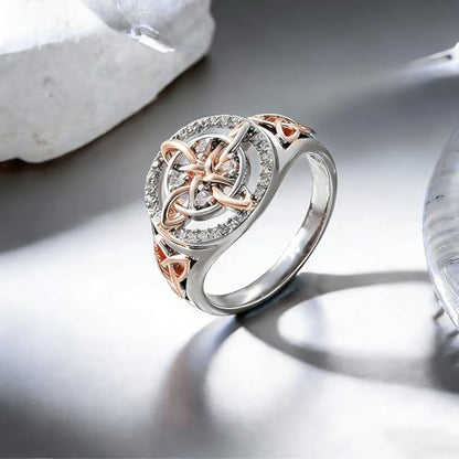 Witches Knot Ring Double Color Zircon Ring Minimalist Design Elegant All-Match Premium Sense Band Ring Jewelry