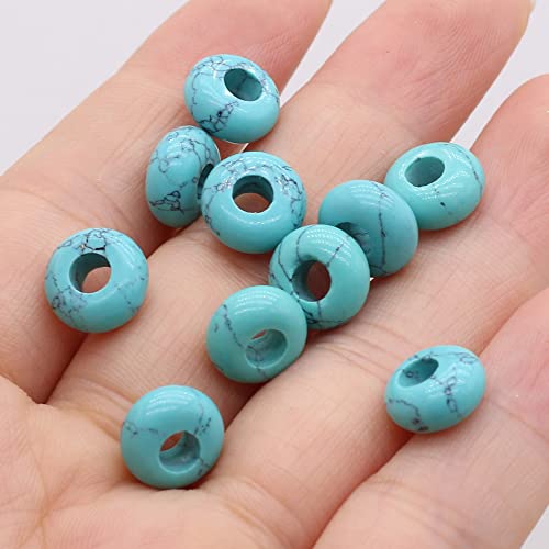 50pcs Natural Semi-Precious Stone Large Hole Loose Beads Abacus Shape Fashionable Opal Amethyst Unakite Rose Quartz Charm Beads for Making Necklace Bracelet - color: 5x10mm