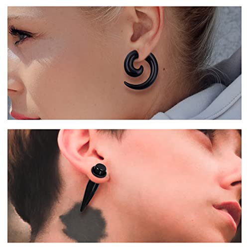 Qmcandy 00G-20mm Ear Stretching Kit 36PCS Big Gauge Taper Kit Large Acrylic Tunnel Plug Spiral Set - color: 36pcs, Black