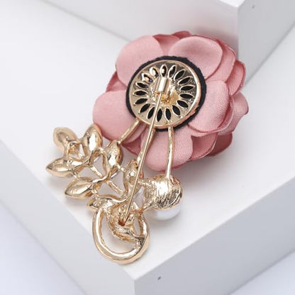 Fabric Camellia Flower Brooches Fashion Cubic Zirconia Flowers Brooch Classic for Party Dance Wedding Banquet for Elegant Women Ladies Beautiful Girls Lapel Pins Dress Suit Clothes Pearl Accessories Jewelry Valentine's Day Decor Christmas Gifts