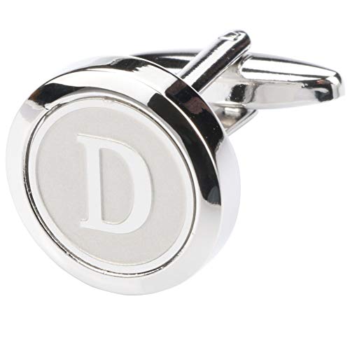 Mens Classic Stainless Steel Initial Cufflinks 26 Alphabet Initial Letter Cufflinks Business Wedding Shirts A-Z - style: D