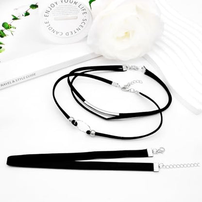 Black Choker Necklace Set Velvet Lace Choker Daisy Gothic Punk Classic Choker - color: 6pcs