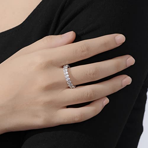 Amazon Essentials 14K Gold Plated Cubic Zirconia Stackable Statement Ring - color: Rhodium Plated, size: 6