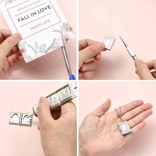 5-6Pcs Heart Locket Charms for Jewelry Making Stainless Steel Photo Charms for Necklaces Bracelets Earring Keychains DIY Supplies - color: Mixed Silver
