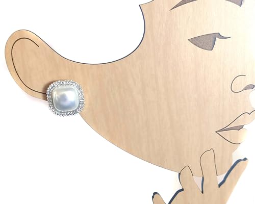 Clip-on Earrings Crystal Faux Pearl Square 1 inch Earrings Gold or Silver Earrings - color: Silver